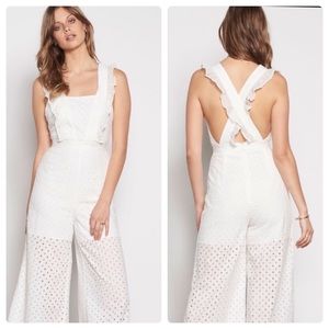 Stevie May Inhale White Eyelet Jumpsuit sz S